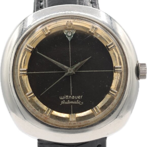 Vintage 40mm Wittnauer Crosshair Gilt Men's Automatic Wristwatch 11AE Stainless - Picture 1 of 4
